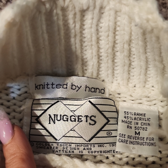 Women's Cream Sweater with Floral Pattern - Picture 2 of 4